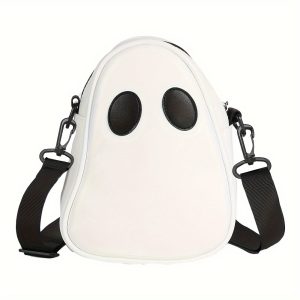 Adorable Halloween Pumpkin Wallet, Skull Crossbody Bag with Shoulder Strap - Trick or Treat Design in Black and White (Random Color Delivery)