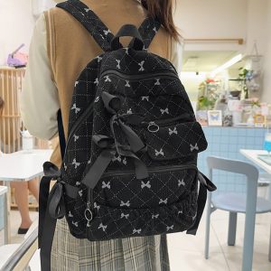 Bow-tie Backpack, Japanese Sweet Style, Large Capacity with Multiple Pocket Design, Suitable for Commuting and Traveling