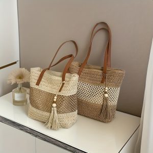 Women'S Bags Available All Year Round Gifts for Friends Valentine'S Day Mother'S Day Large Capacity Grass Woven Bags Women'S Handmade Bags, Woven Bags Shoulder Bags Tassel Beach Outings Tote Bags Armpit Bags Etc