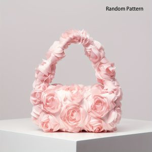 Unique Handle Design| Elegant Rose Pattern Evening Clutch - Chic Polyester Bag with Zip Closure, Perfect for Weddings & Parties - Sweet & Ro tic for Wo on Valentine's Day, Available in Multiple Colors, Elegant Purse